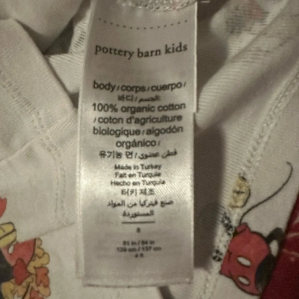 Pottery Barn Kids x Mickey & Minnie Thanksgiving Pajama Top Kids Sz 8 Organic‎